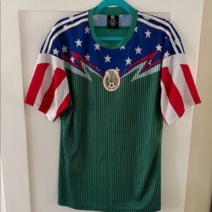 USA and Mexico Soccer Jersey with American Stars & Stripes - Green/Blue/Red